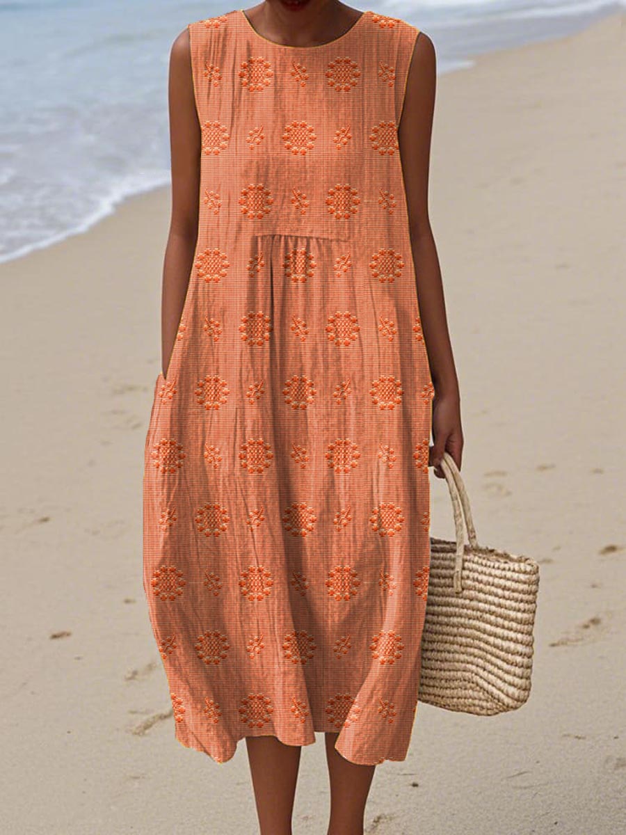 Elodie - Elegant Sleeveless Cotton Dress with Pockets