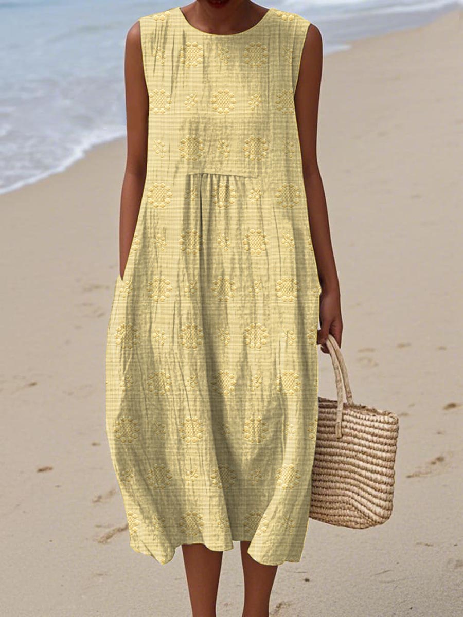 Elodie - Elegant Sleeveless Cotton Dress with Pockets