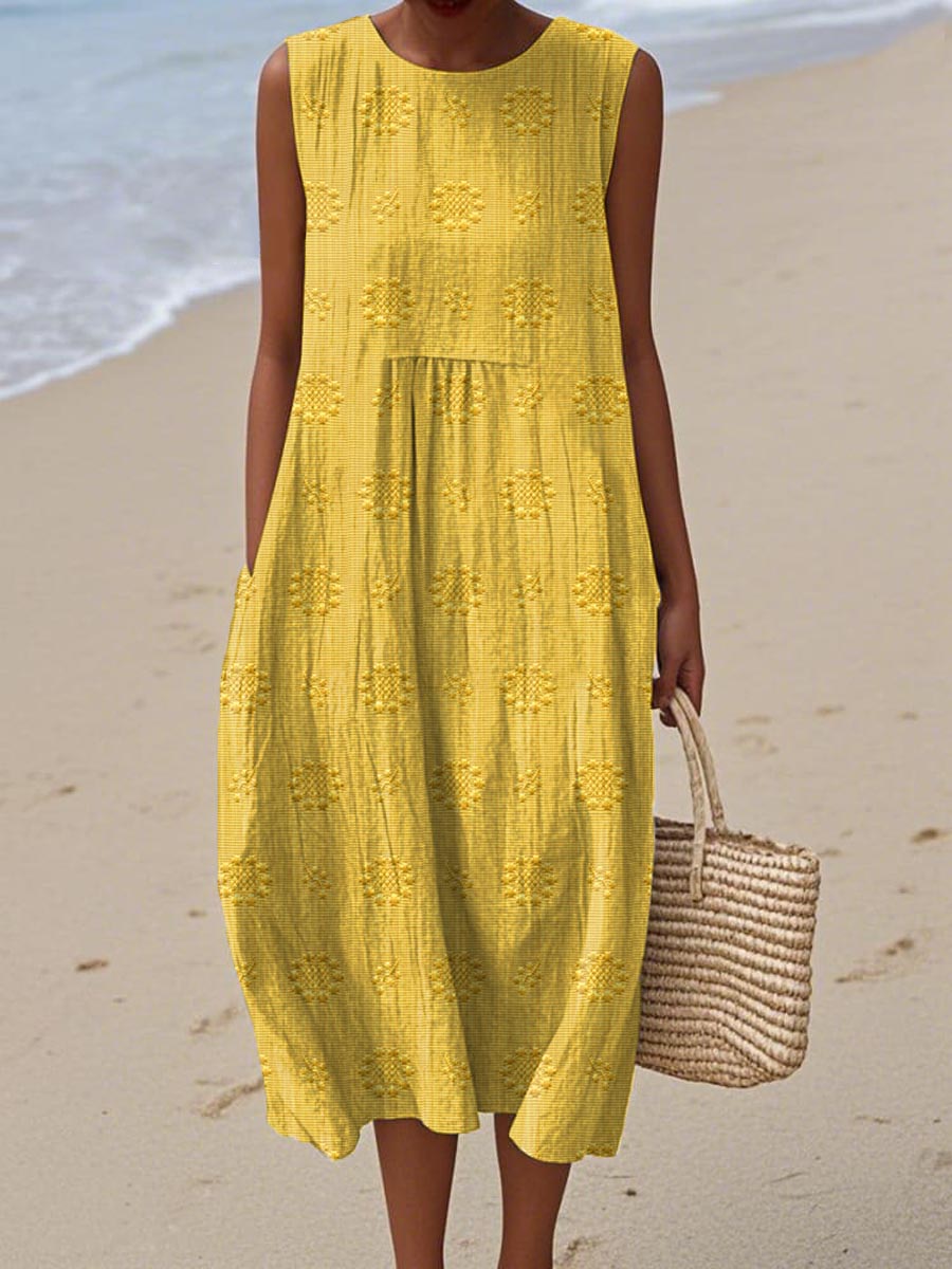 Elodie - Elegant Sleeveless Cotton Dress with Pockets