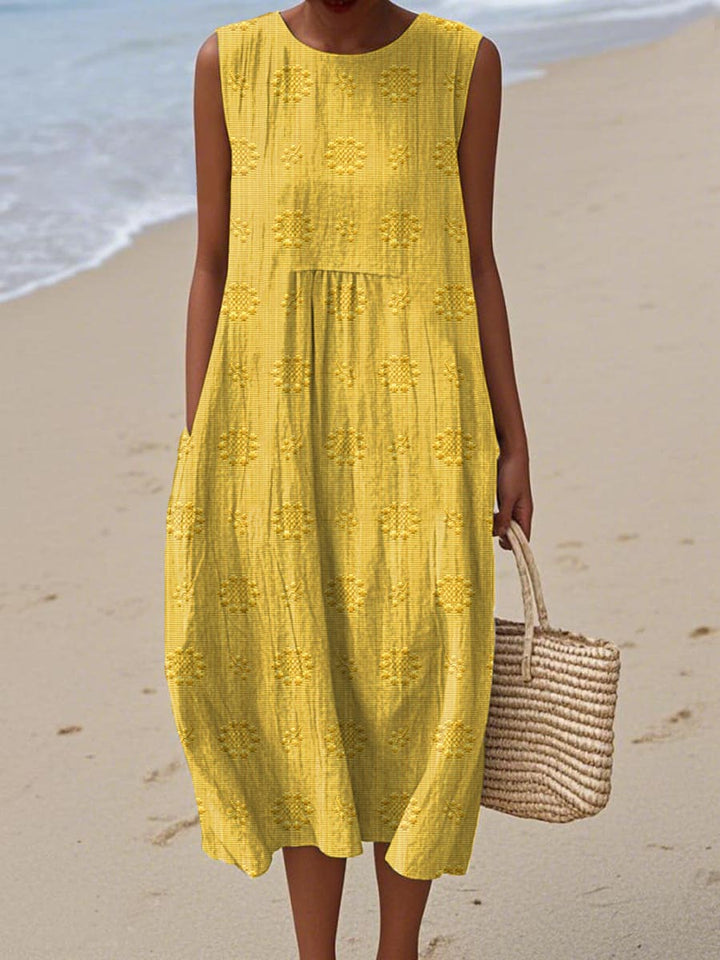 Elodie - Elegant Sleeveless Cotton Dress with Pockets