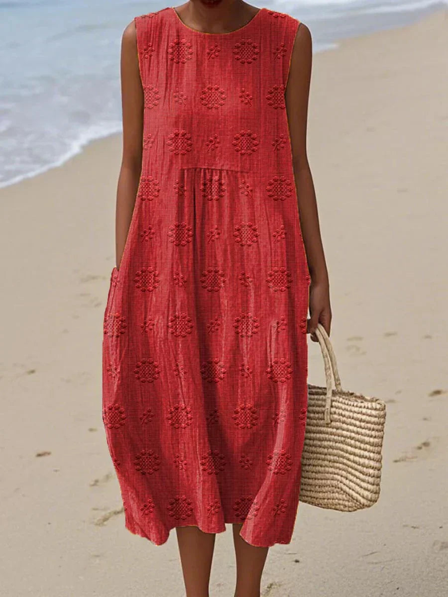 Elodie - Elegant Sleeveless Cotton Dress with Pockets