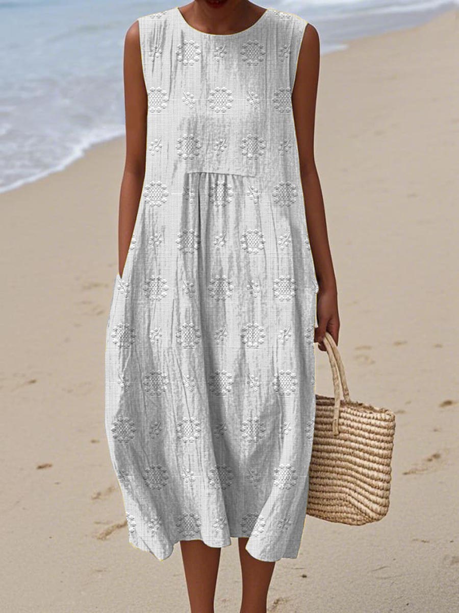 Elodie - Elegant Sleeveless Cotton Dress with Pockets