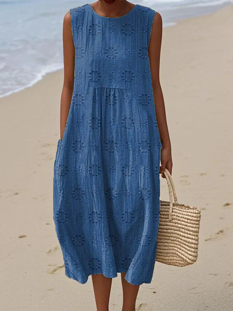Elodie - Elegant Sleeveless Cotton Dress with Pockets