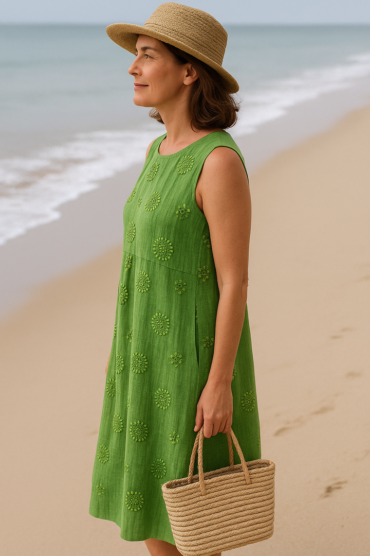 Elodie - Elegant Sleeveless Cotton Dress with Pockets
